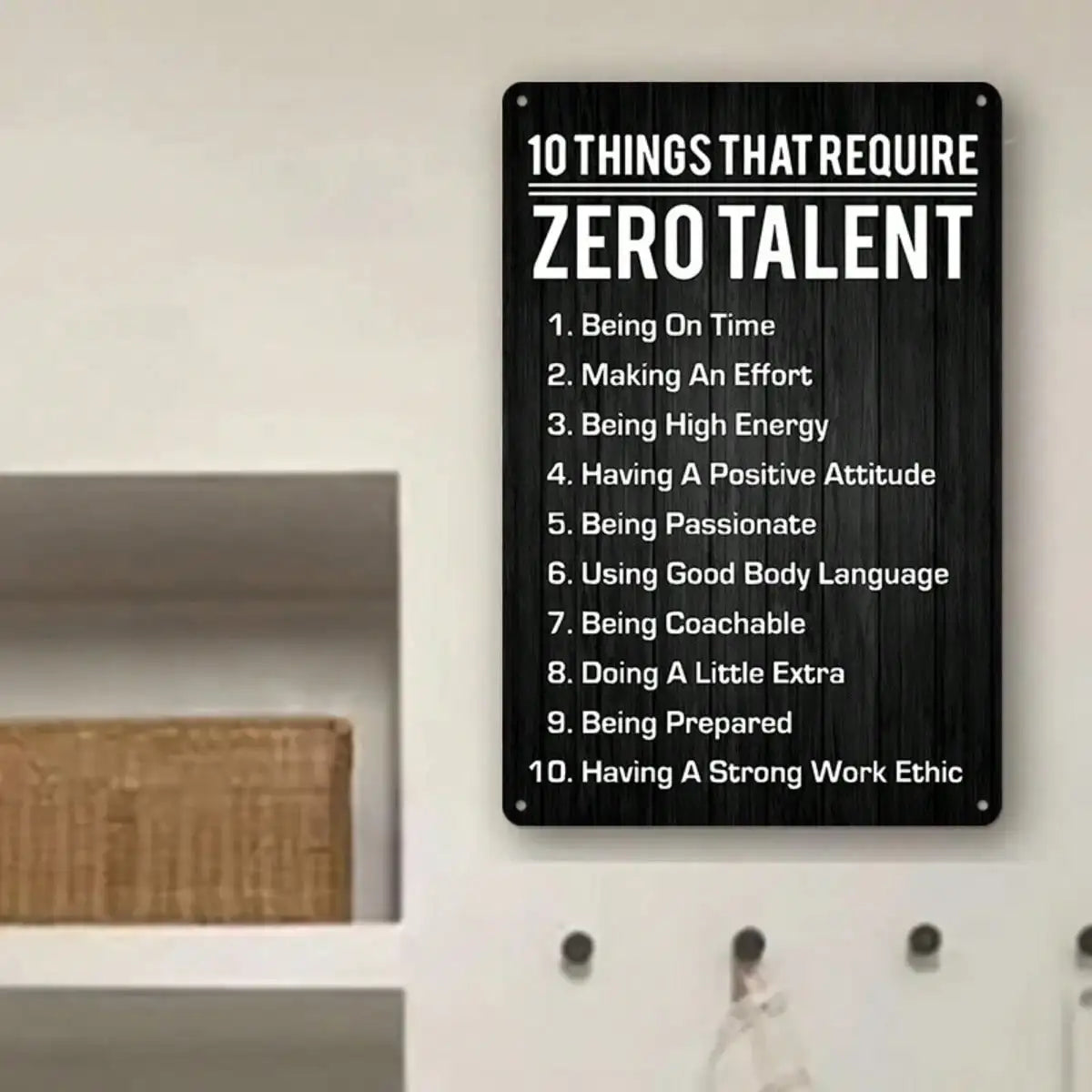 1PC Tin Sign Zero Talent List - Motivational Quote Wall Art, Funny Office/Home Decor, 8x12 Inches