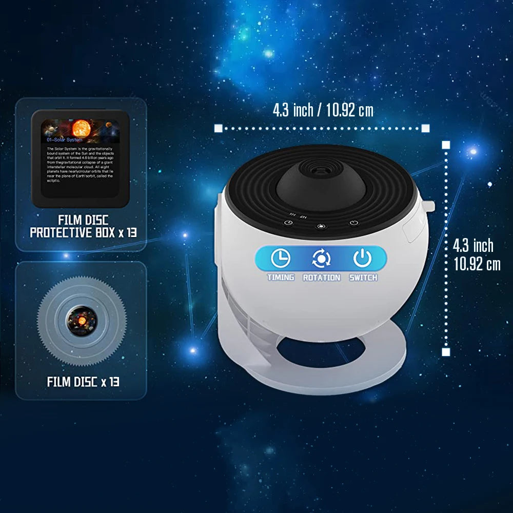 13 In 1 Galaxy Ultra Star Projector HD Image Area, LED Night Light, 13 Film Discs,360° Rotate 1/2h Timer for Kids&Adults Bedroom