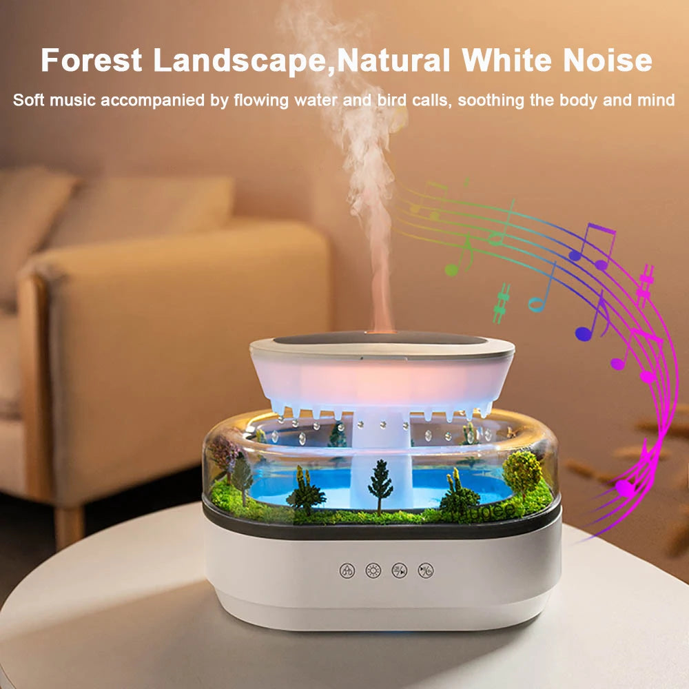 Humidifier Essential Oils Diffuser, Raindrop Music Humidifier, Home Fragrance, Aromatherapy Diffuser, Colorful Light Air Humidifier