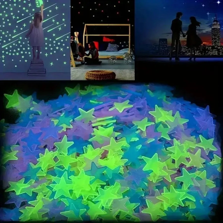 100pcs Star Wall Stickers Luminous Glow in The Dark Ceiling Decor for Bedroom, Create Starry Sky Wall Art