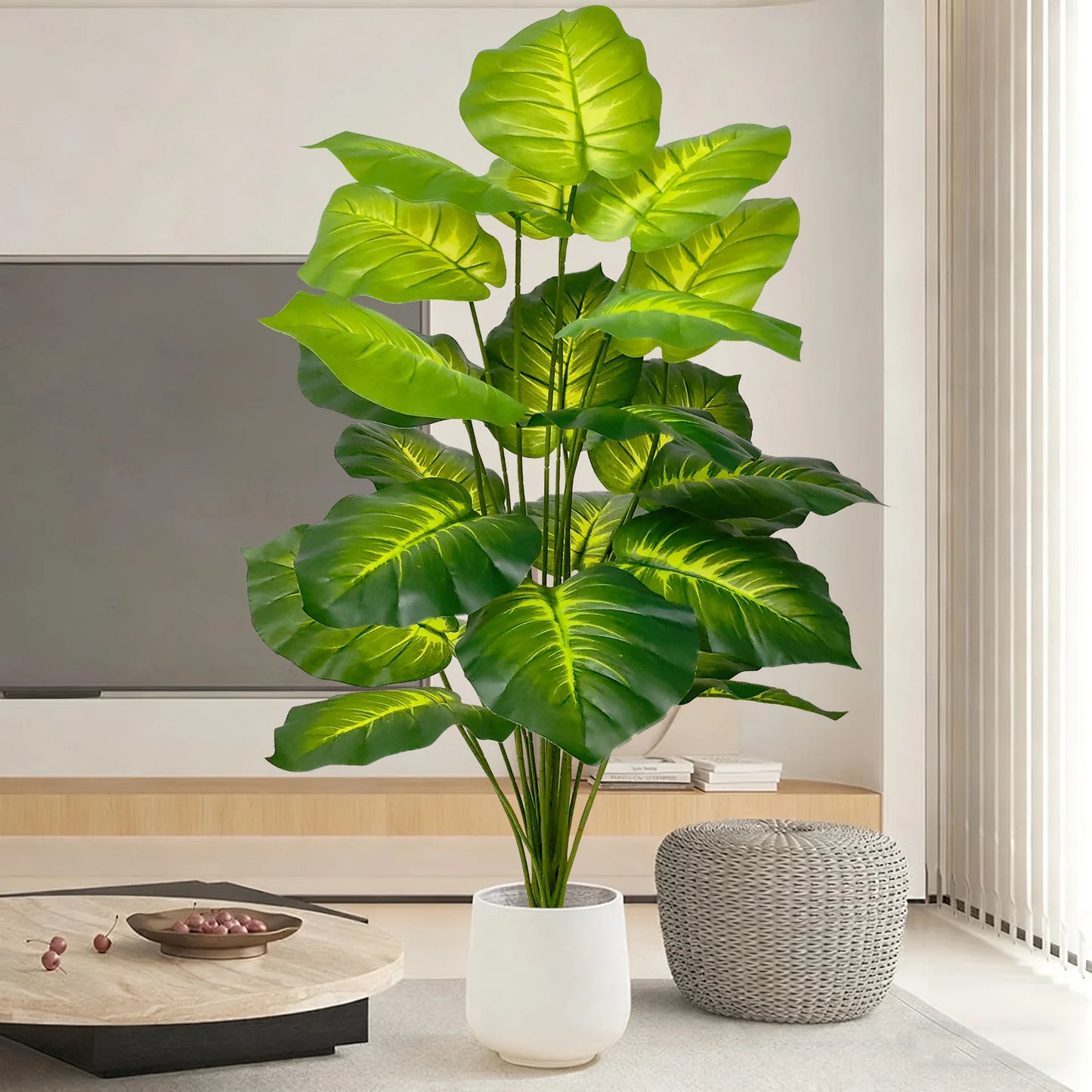 24 Leaves Areca Palm Artificial Plants Trees in Pot Plastic Green Fake Plant Tree Bonsai for Room Home Indoor Outdoor Decoration