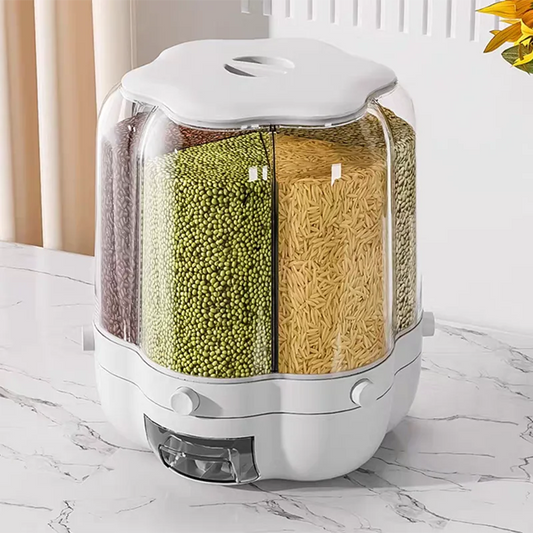Rotating Food Storage Containers, Rice Distributor, Transparent Large Capacity Beans, Grain Container With Lid