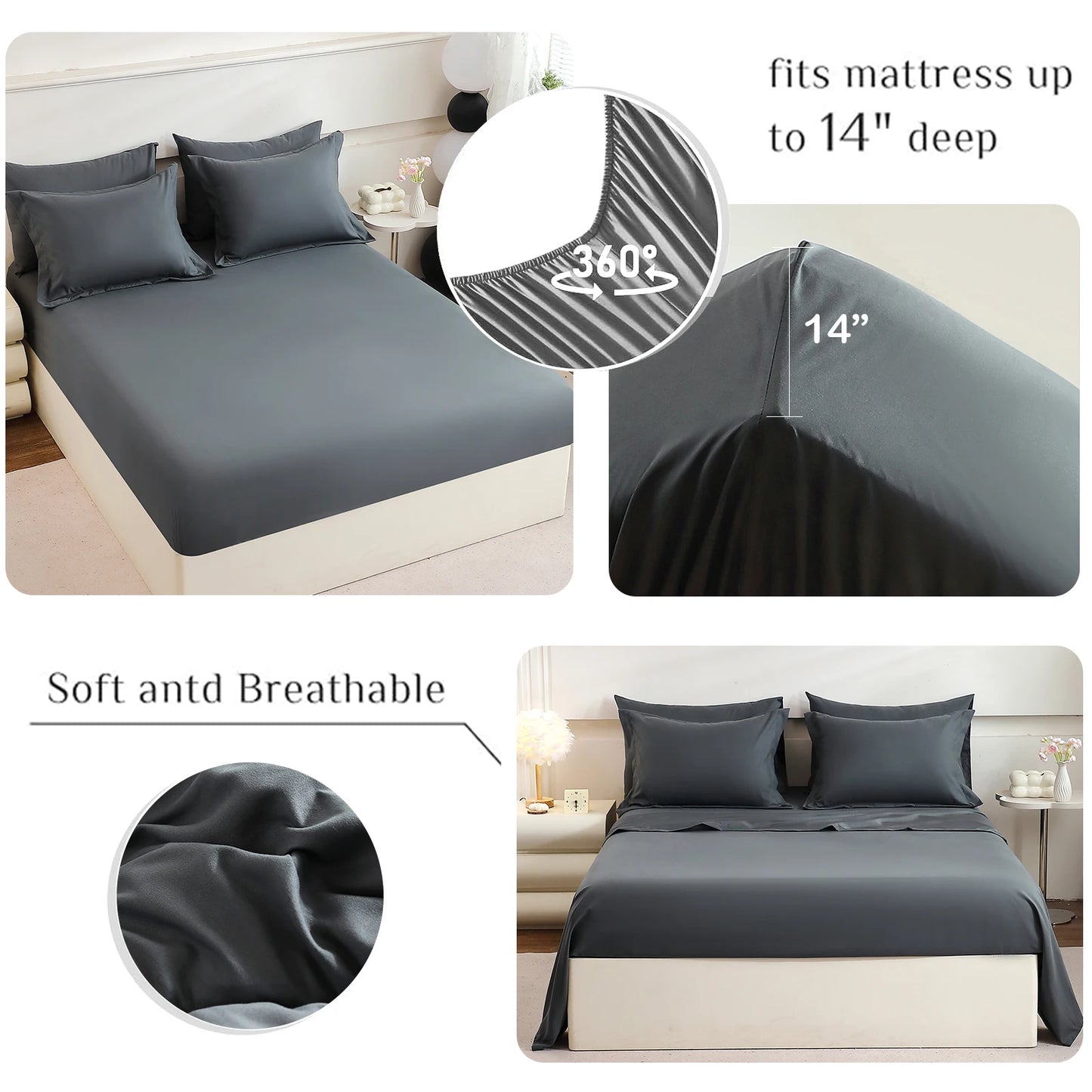 7 piece  Queen, King Bedding Sets Home Decor Comforter Flat Sheet Fitted Sheet Pillowcases Sleeping Sets