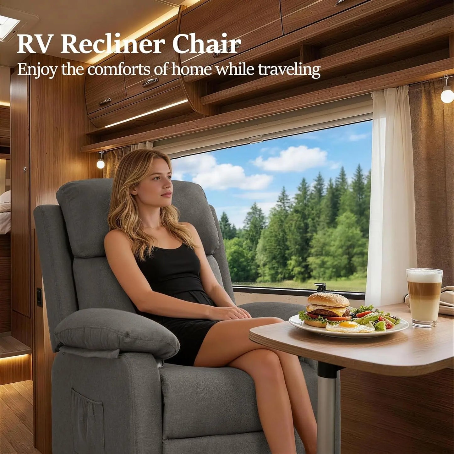 Recliner Chair, Padded Deep Seat Reading Chair with Side Pockets, Small Recliners, Customized