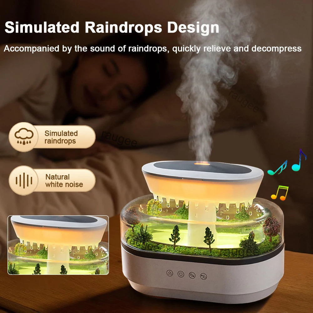 Humidifier Essential Oils Diffuser, Raindrop Music Humidifier, Home Fragrance, Aromatherapy Diffuser, Colorful Light Air Humidifier
