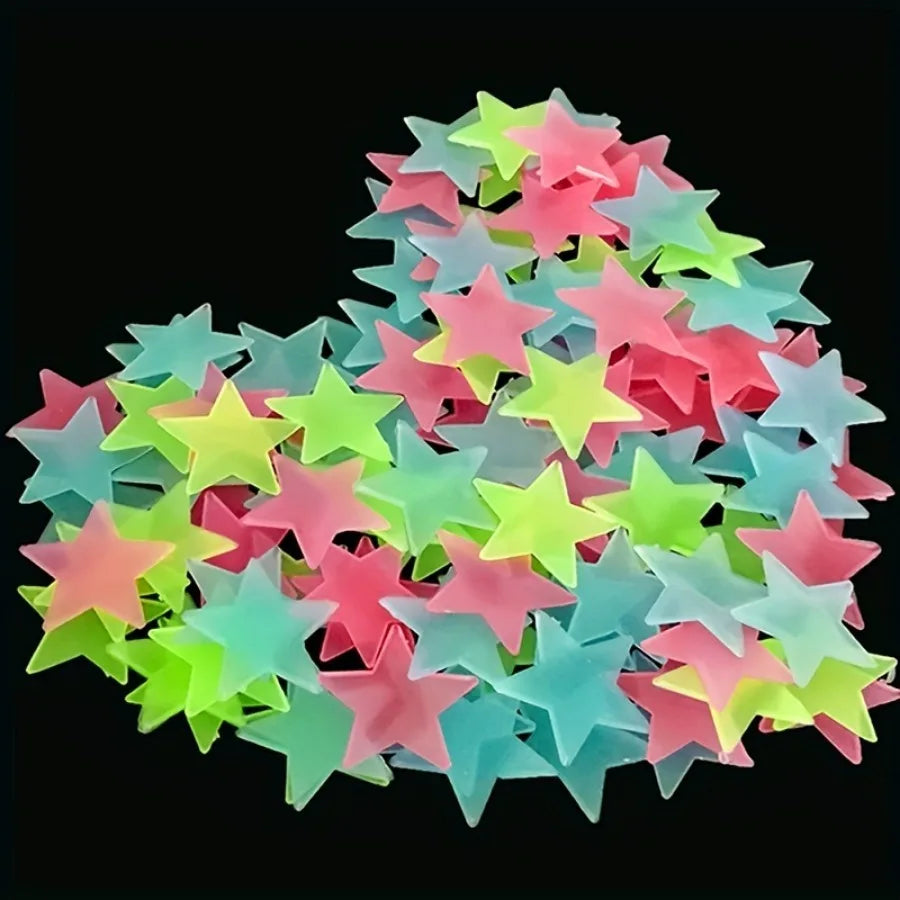100pcs Star Wall Stickers Luminous Glow in The Dark Ceiling Decor for Bedroom, Create Starry Sky Wall Art