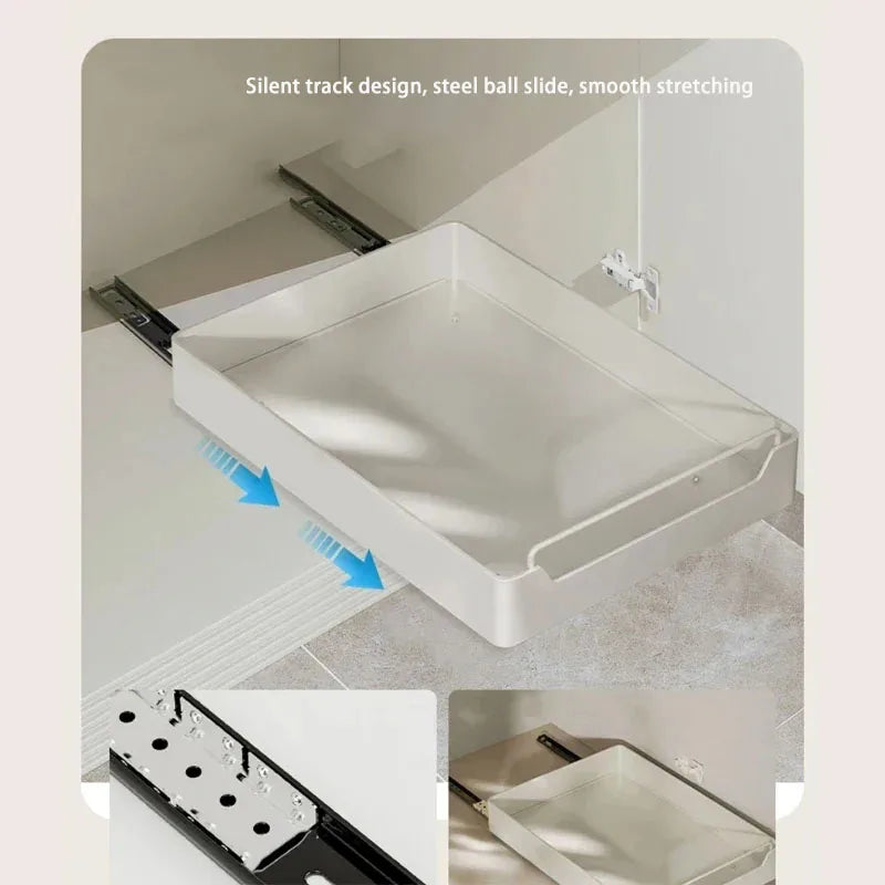 New Kitchen Storage Rack with Slide Rails Pull-out Kitchen Drawer, Storage Tray, Spice Box, Storage Shelf, Cabinets Organizer