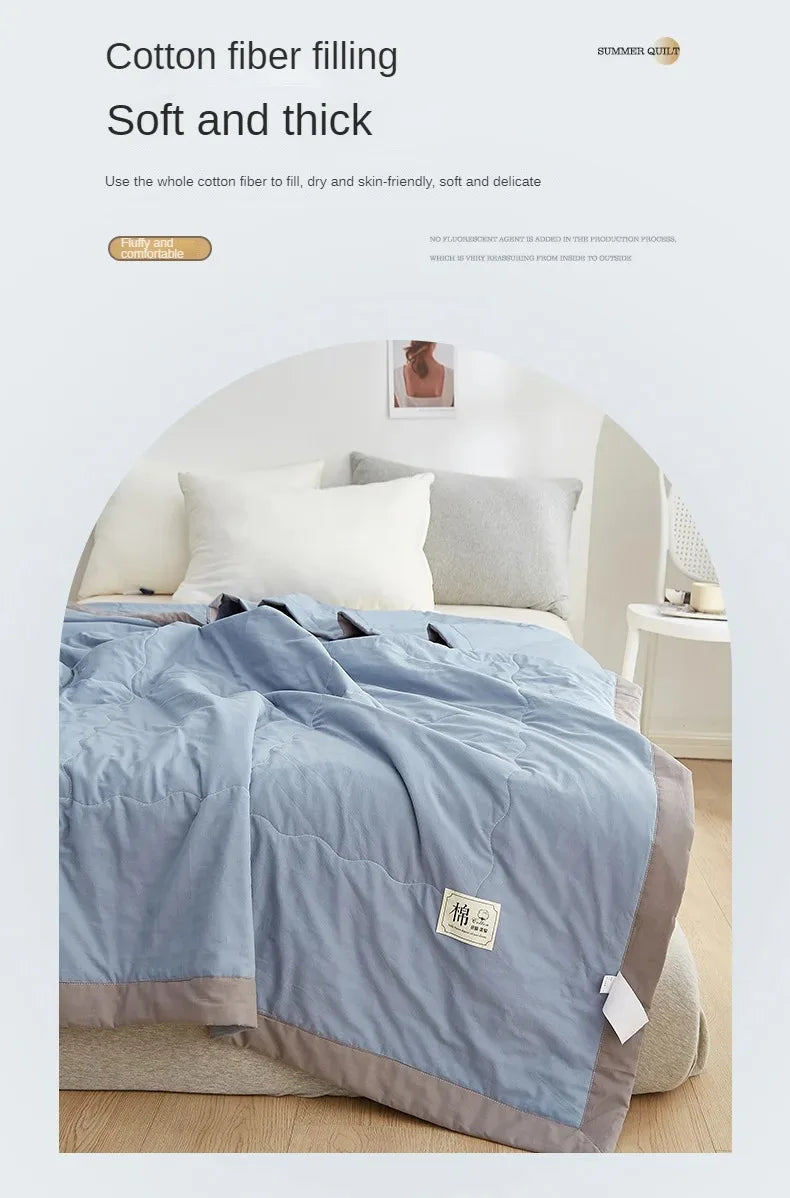 100% cotton inside and outside summer cool  air conditioning quilt washed cotton pure cotton summer quilt thin quilt summer
