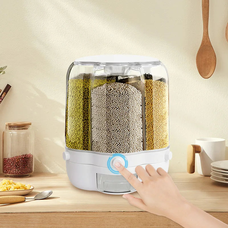 Rotating Food Storage Containers, Rice Distributor, Transparent Large Capacity Beans, Grain Container With Lid