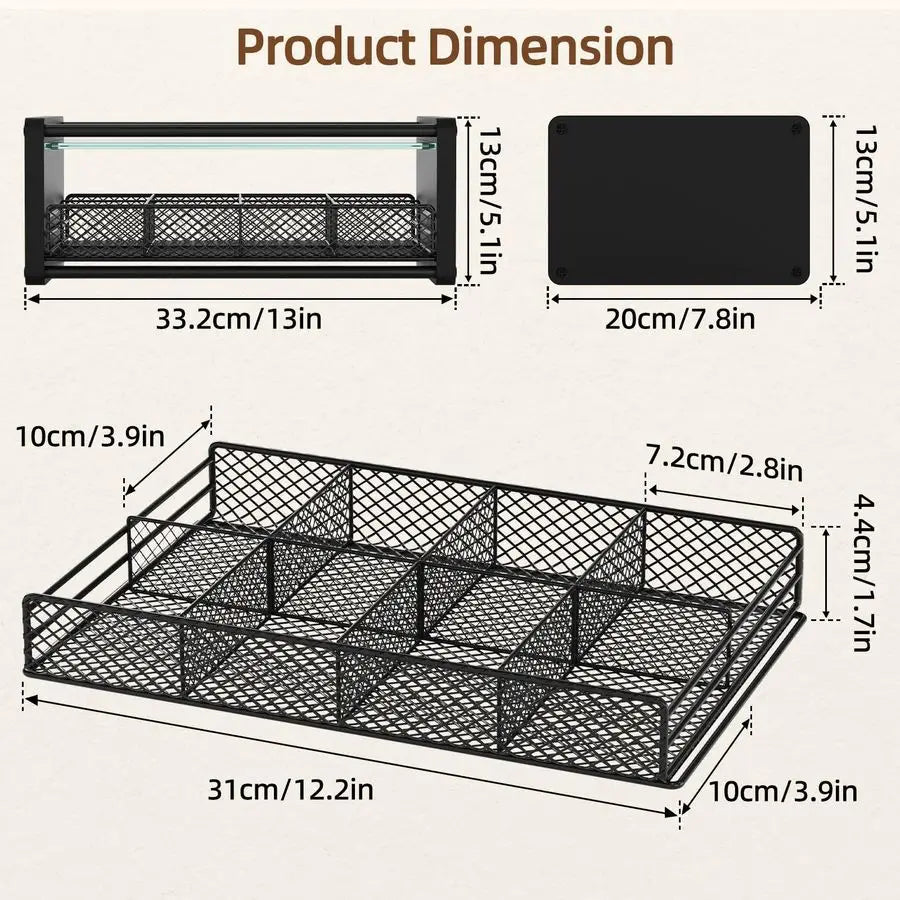 Tea Organizer and Storage with Drawers, Divided Compartments Storage, Kitchen Organizers