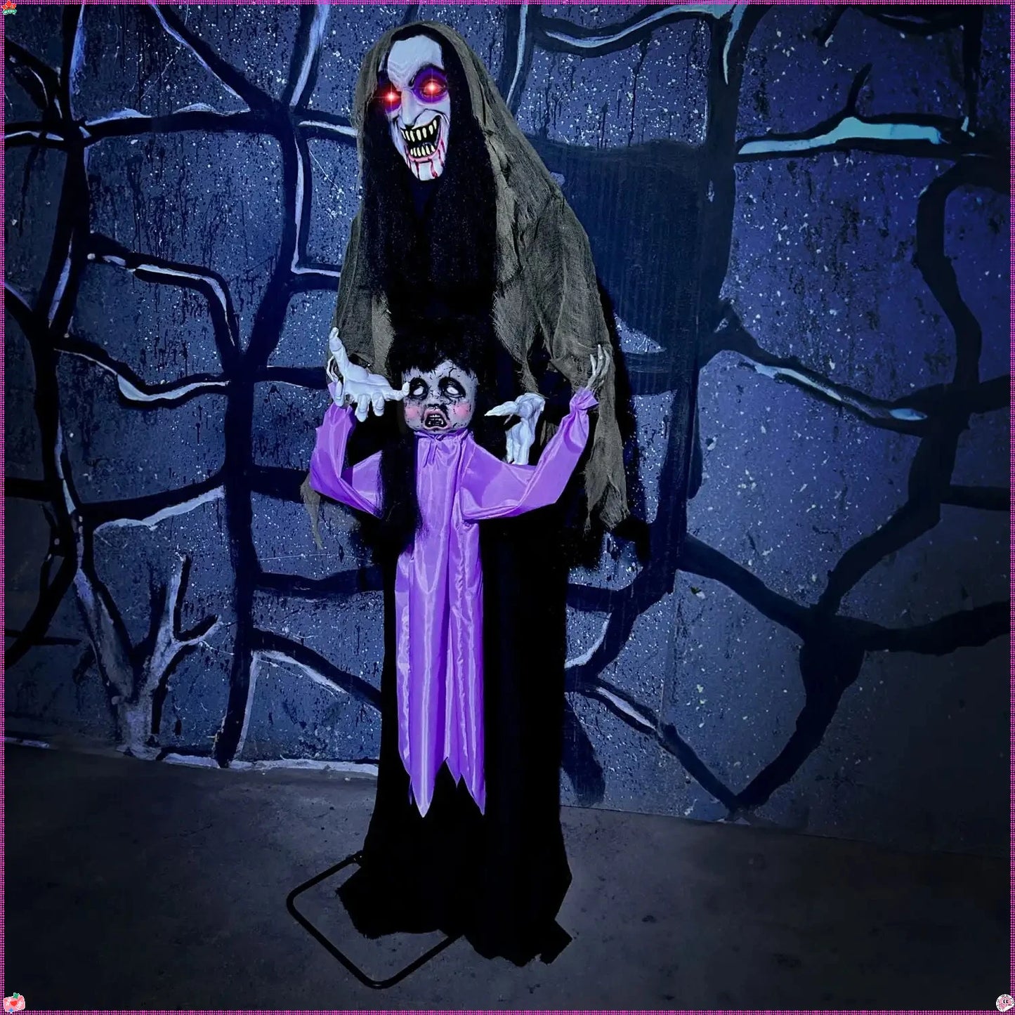 Scary Vampire Lady Animatronic with Baby & Sound - Haunted Hill Farm Halloween Decoration for Yard Haunts