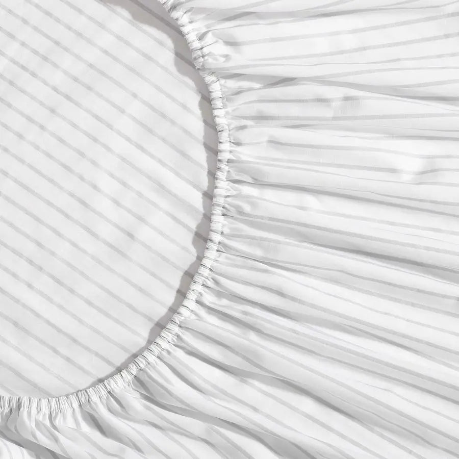 Sheet Set, Luxurious Cotton Percale Bedding with Matching Pillowcases, Crisp amp Cool, Fully Elasticized Arden Stripe Grey, Full