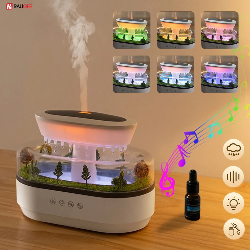 Humidifier Essential Oils Diffuser, Raindrop Music Humidifier, Home Fragrance, Aromatherapy Diffuser, Colorful Light Air Humidifier