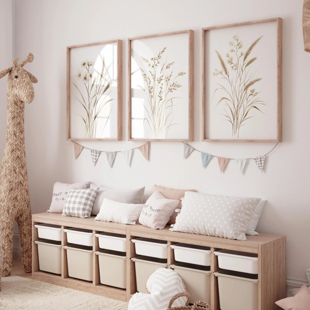 Beige Botanical Line Art Print Set Minimalist Floral Wall Decor Canvas Poster Prints Home Bedroom Living Room Decoration Gift