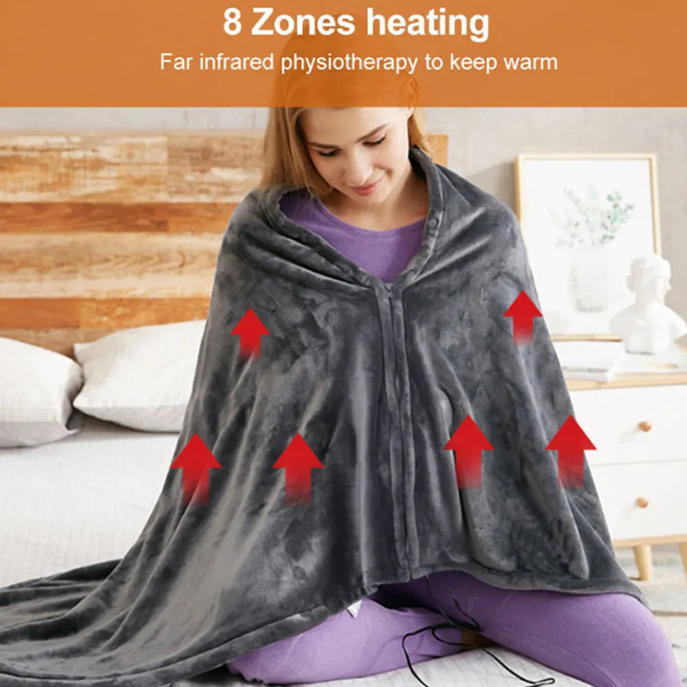 USB Electric Heated Blanket 3 Heating Levels Fleece Heated Blanket Wearable Heating Lap Blanket for Household and Office