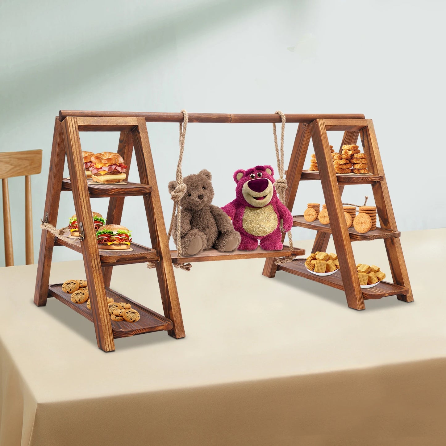 Wooden Dessert Display Stand Cake Stand, 3 Tier Serving Tray, Decorative Tiered Plate for Birthday Party Cupcake Decor