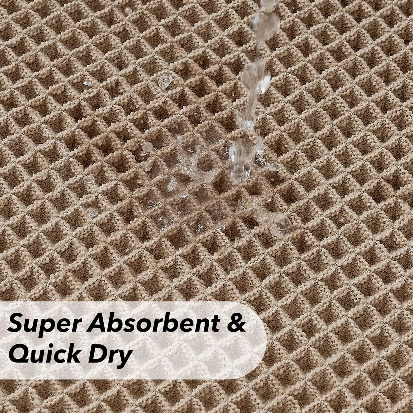 Non Slip Waffle Brown Bathroom Rugs, Super Absorbent Quick Dry Soft Washable Small Bath Mat with Tassels for Bathroom