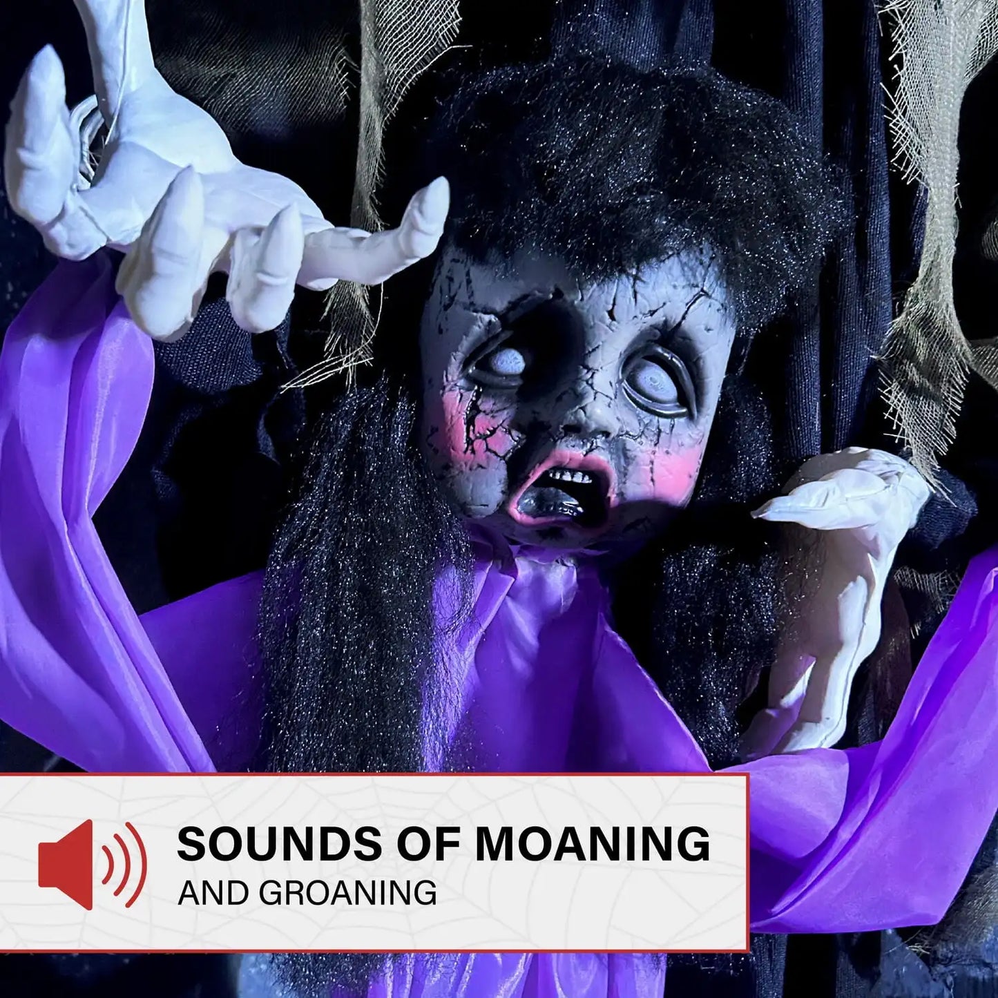 Scary Vampire Lady Animatronic with Baby & Sound - Haunted Hill Farm Halloween Decoration for Yard Haunts