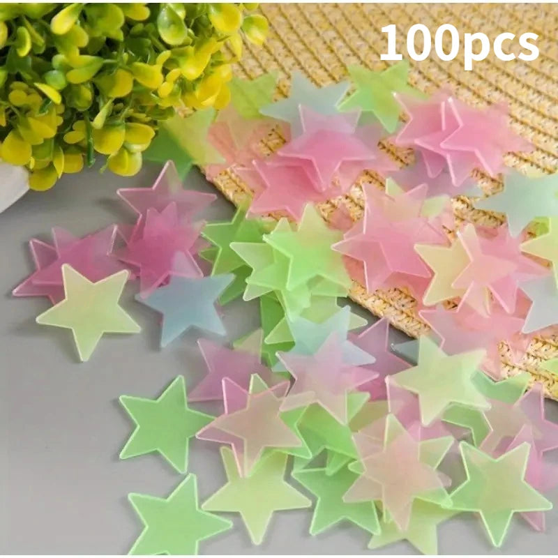 100pcs Star Wall Stickers Luminous Glow in The Dark Ceiling Decor for Bedroom, Create Starry Sky Wall Art