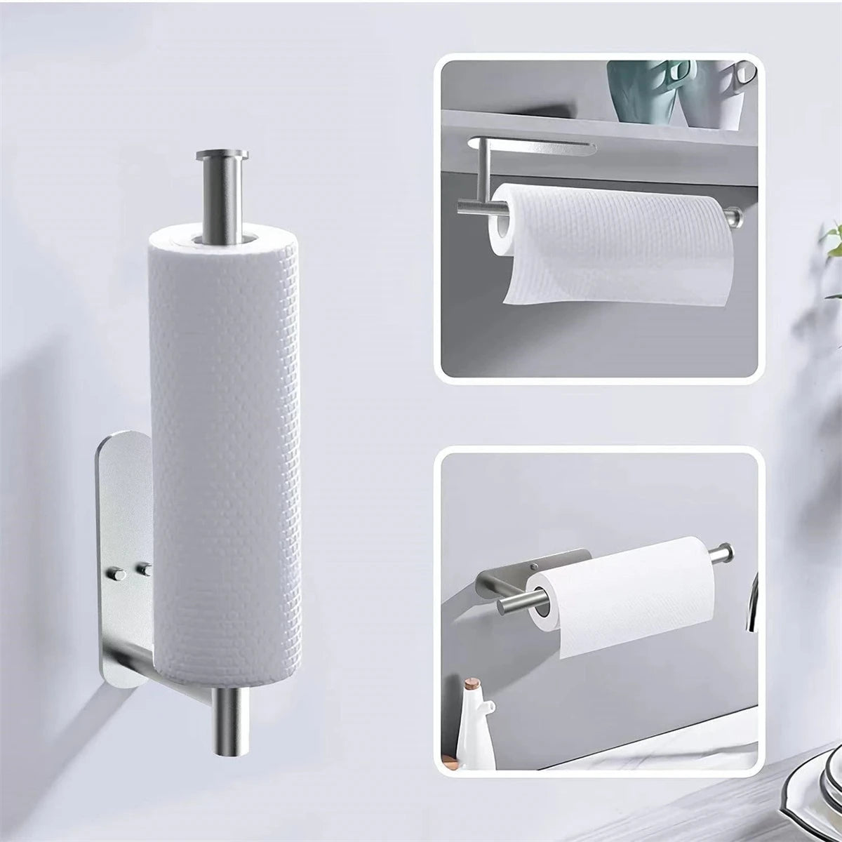 Paper Towel Holders, Adhesive Roll Paper Holder, Bathroom Storage Rack, Tissue Dispenser, Kitchen Organizers, Towel Rack
