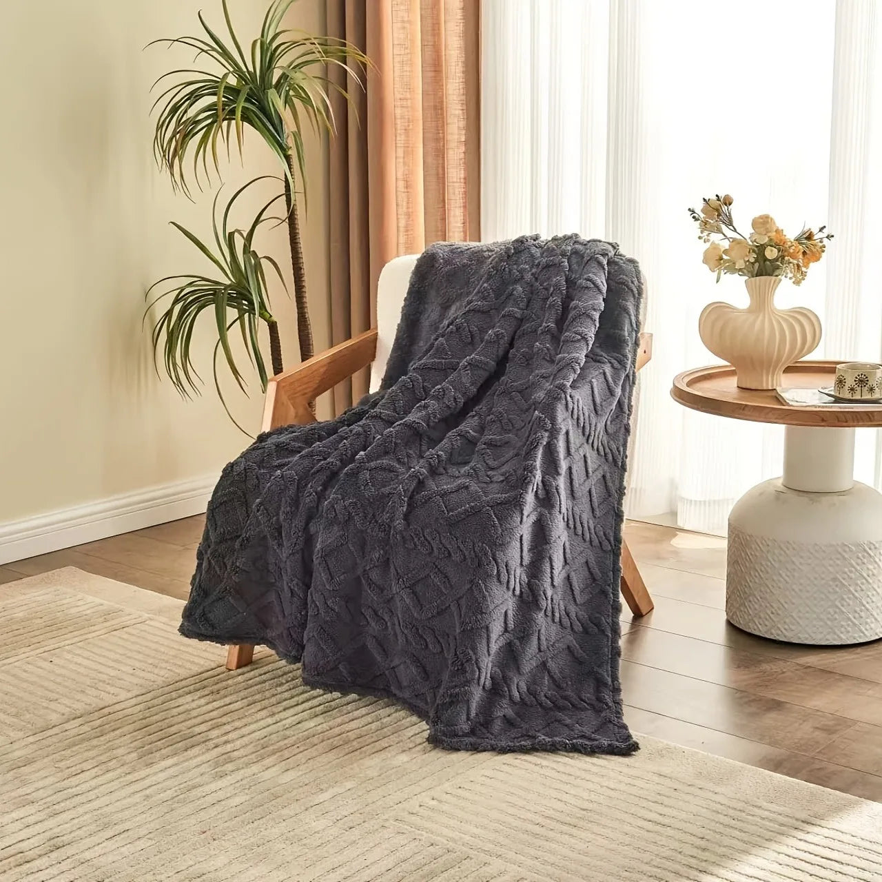 Thick Plush Fleece Blanket Soft Sherpa Throw for Couch Bed Sofa Cozy Warm Lightweight Flannel Blanket for Winter Home