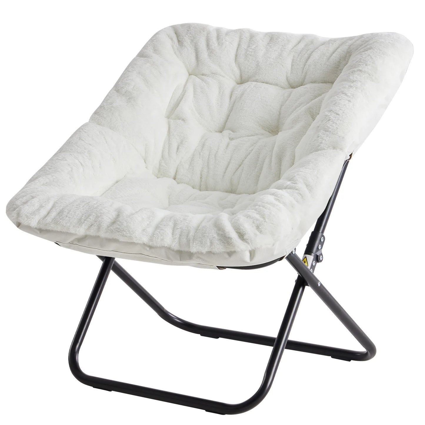 JHK 28IN Cozy Saucer Chairs, Soft Faux Fur, Large Size Folding Lounge, Living Room Padded Seat Metal Frame, Reading Chair