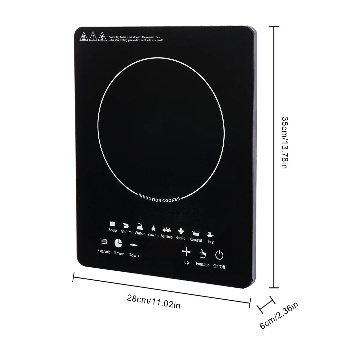110V 750W Electric Induction Cooktop 8 Power Levels Touch Control Burner 180min Timer Portable Stove for Home RV