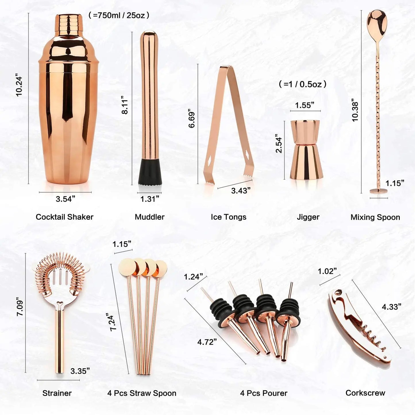 Cocktail Shaker Making Set, 16pcs Bartender Kit For Mixer Wine Martini, Stainless Steel Bar Tools, Home Drink Party Accessories