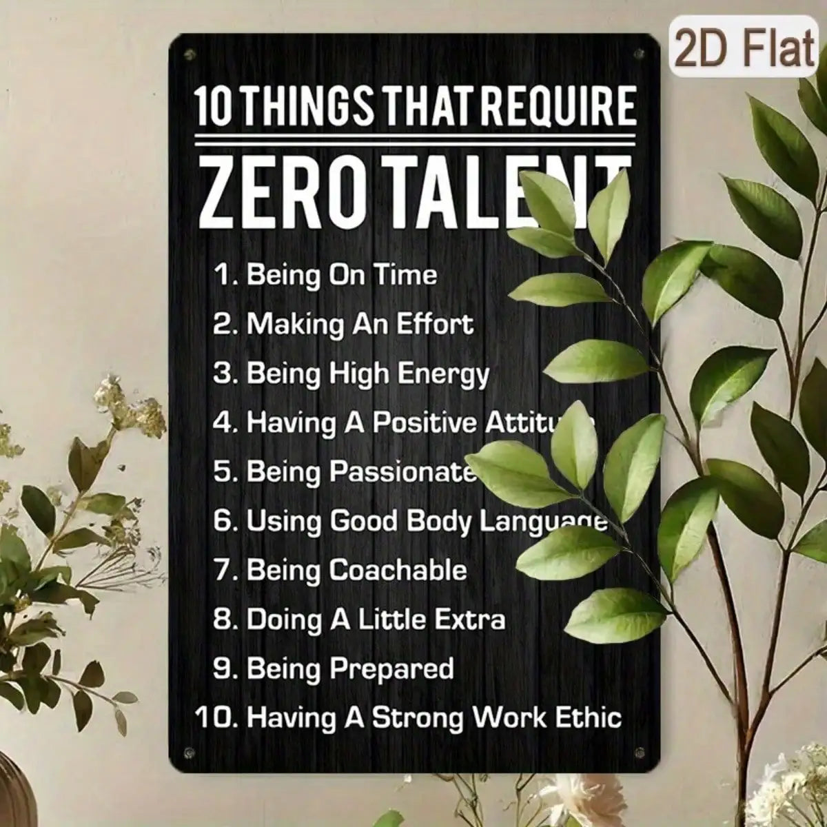1PC Tin Sign Zero Talent List - Motivational Quote Wall Art, Funny Office/Home Decor, 8x12 Inches