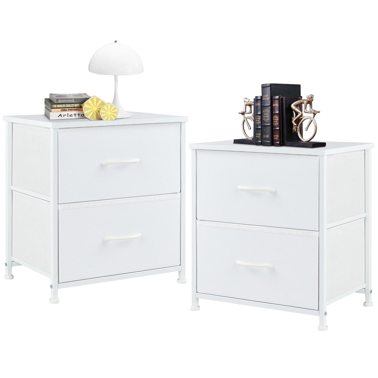 JHK Living Room Cabinet Layers Set of 2 Fabric Drawers, Bedside Nightstand Table, Closet Clothes Chest, Display Cabinet
