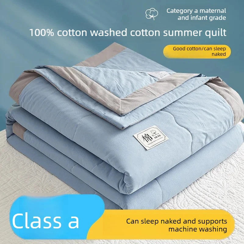 100% cotton inside and outside summer cool  air conditioning quilt washed cotton pure cotton summer quilt thin quilt summer