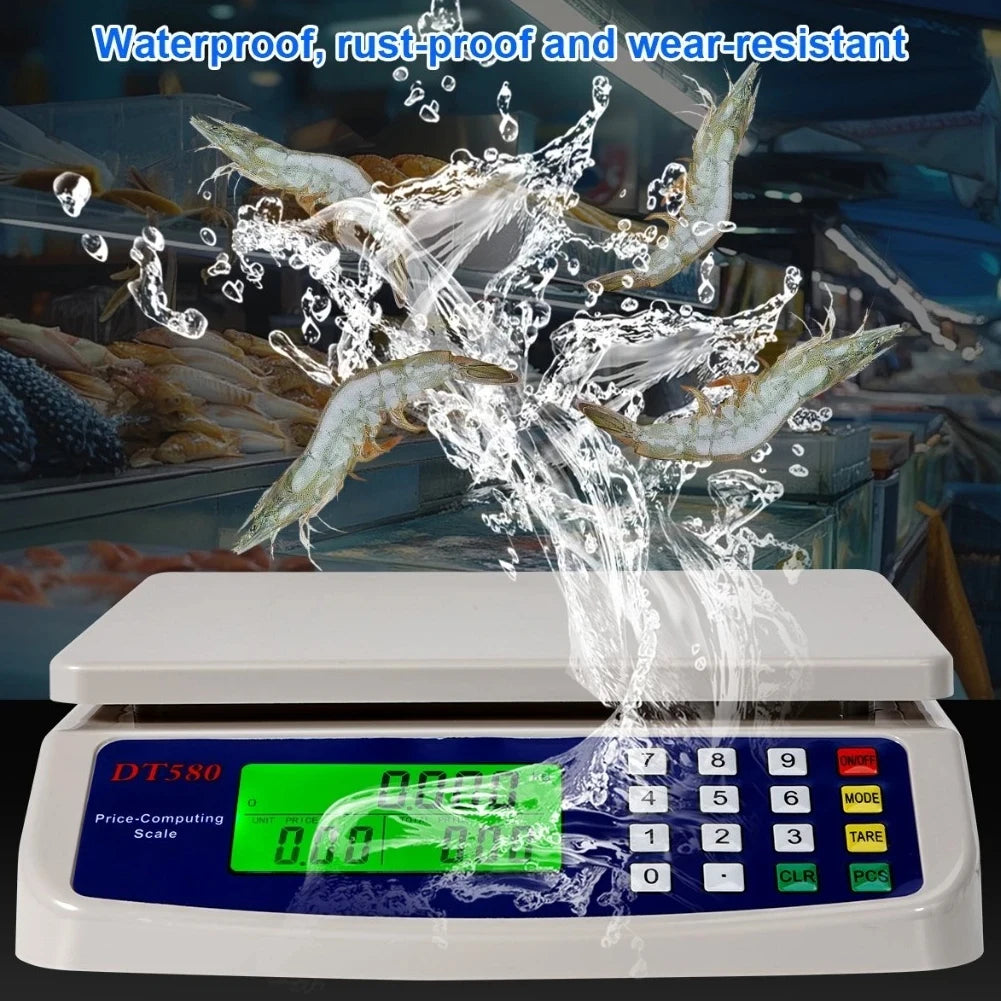 30kg/1g Large Digital Kitchen Scale with Tare Function Commercial Food Scale Price Computing Scale for Meat Vegetables