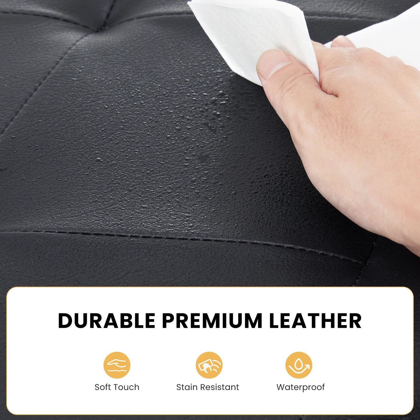 JHK 43 Inches Leather Folding Ottoman Storage, Footstool, Toy Box, Bedroom Bench, Load 660 lbs, Foot Rest Stool For Living Room