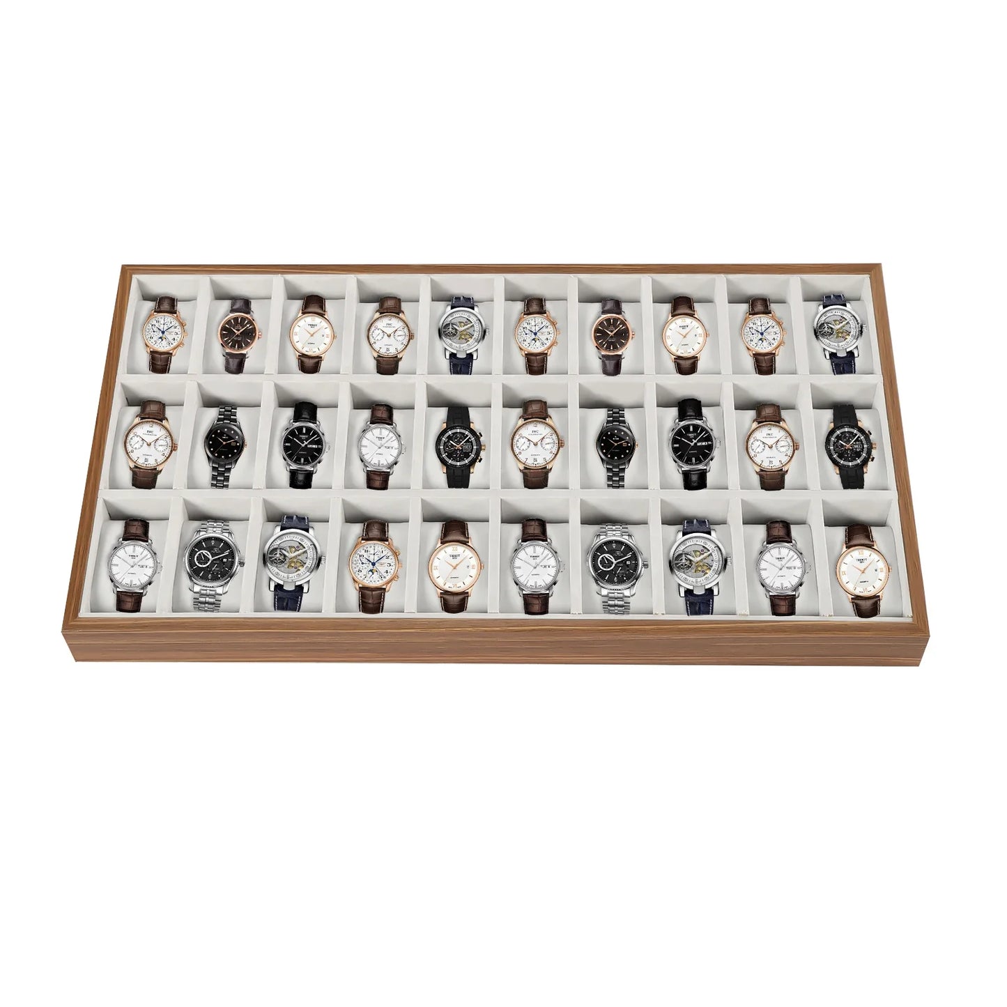 30 Slots Wooden Watch Box Organizer, Luxury Large Watch Jewelry Display Storage Box, Pillows Case, Wood Gift