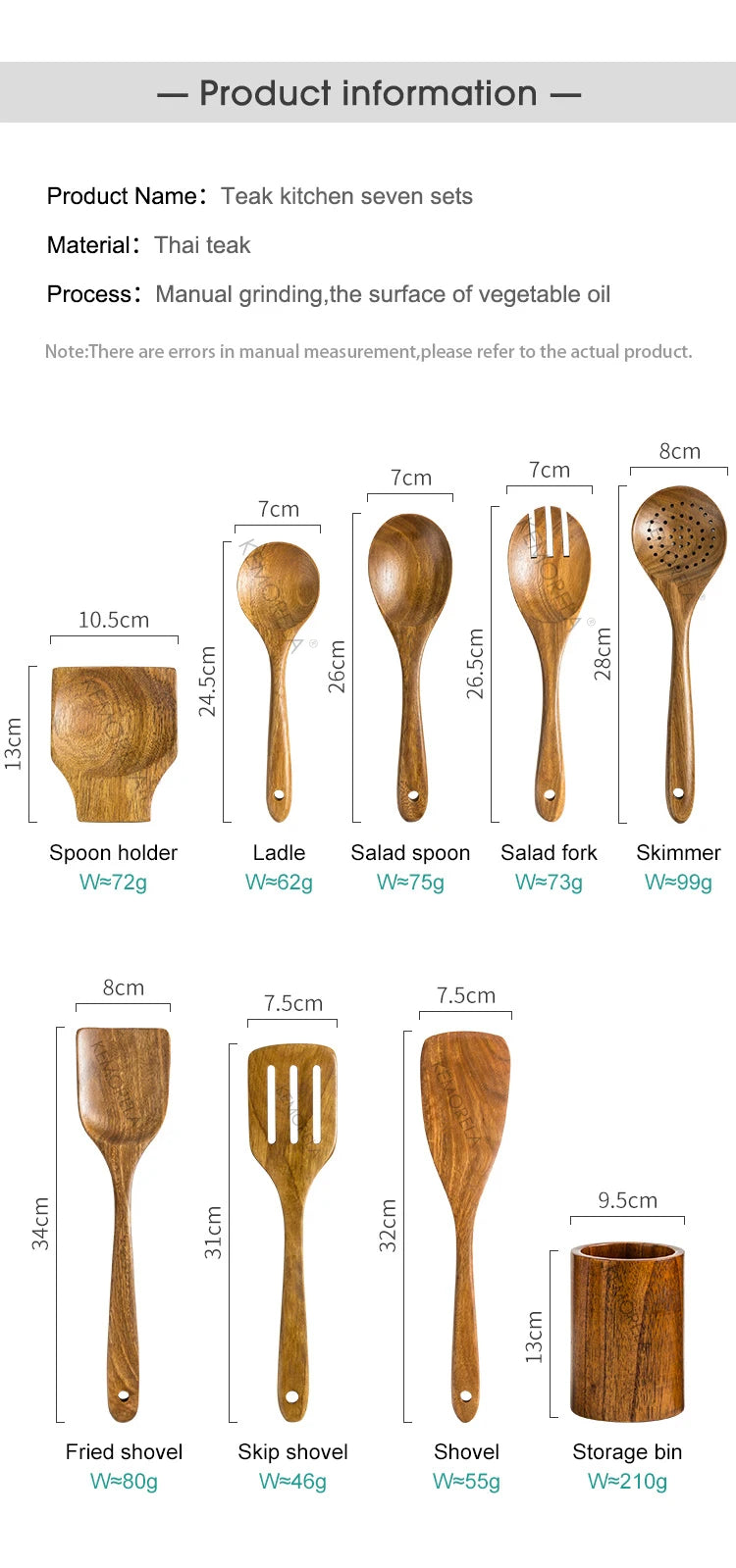 9 PCS Wooden Spoons For Cooking, Wooden Utensils For Cooking With Utensils Holder, Teak Wooden Kitchen Utensils Set