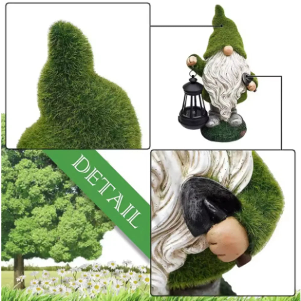 Solar-Powered Glow-in-the-Dark Fairy Sculpture Outdoor Miniature Gnome Decorative Statue Light Garden Lawn & Patio Decor