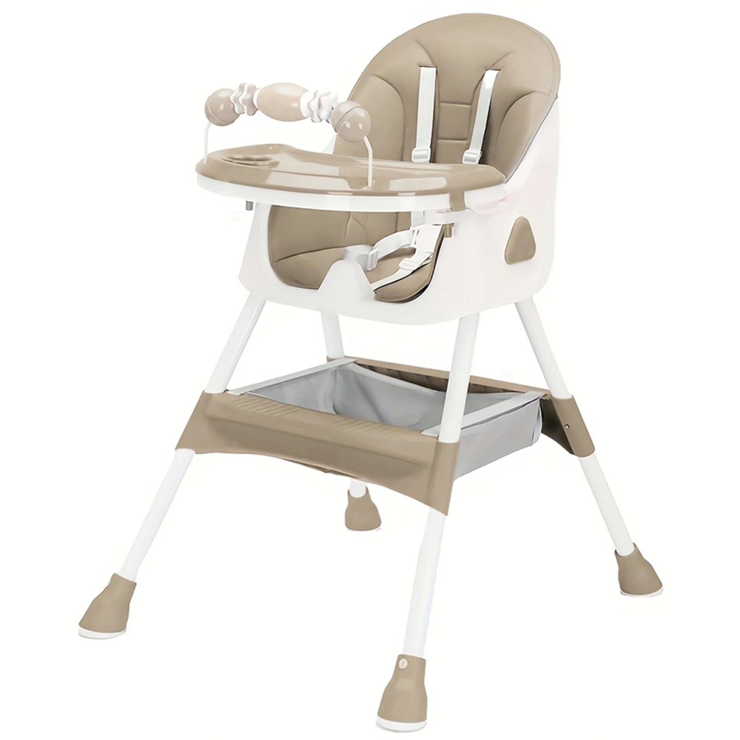 Foldable Baby High Chair 6 Months Plus, with Large Anti-slip Pad & Toy Rack, Easy to Clean