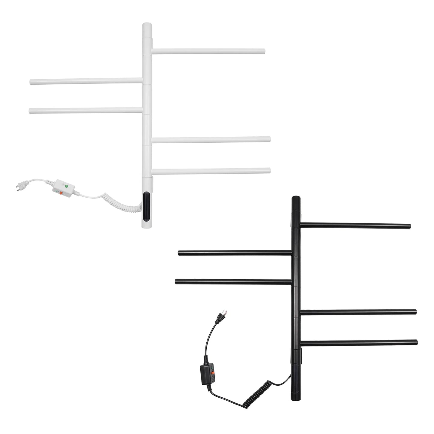 180° Rotation Bathroom Electric Towel Rack Wall Mounted Smart Home Heated Towel Bar with LED Display IPX5