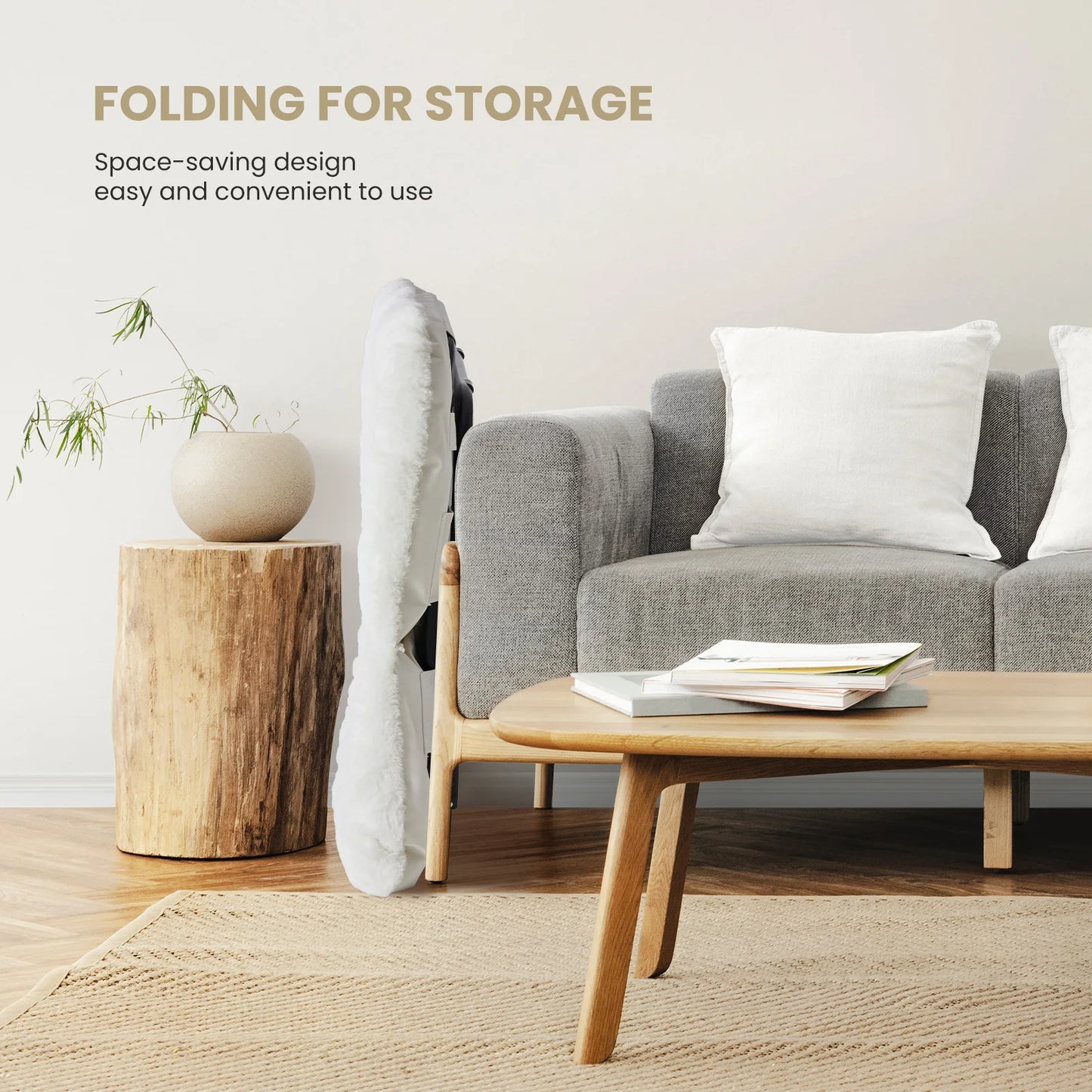 JHK 28IN Cozy Saucer Chairs, Soft Faux Fur, Large Size Folding Lounge, Living Room Padded Seat Metal Frame, Reading Chair