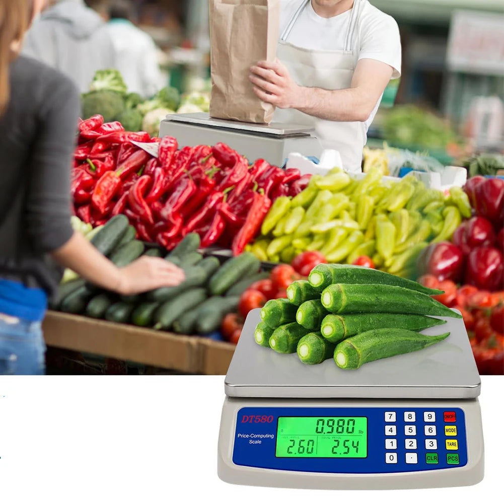 30kg/1g Large Digital Kitchen Scale with Tare Function Commercial Food Scale Price Computing Scale for Meat Vegetables