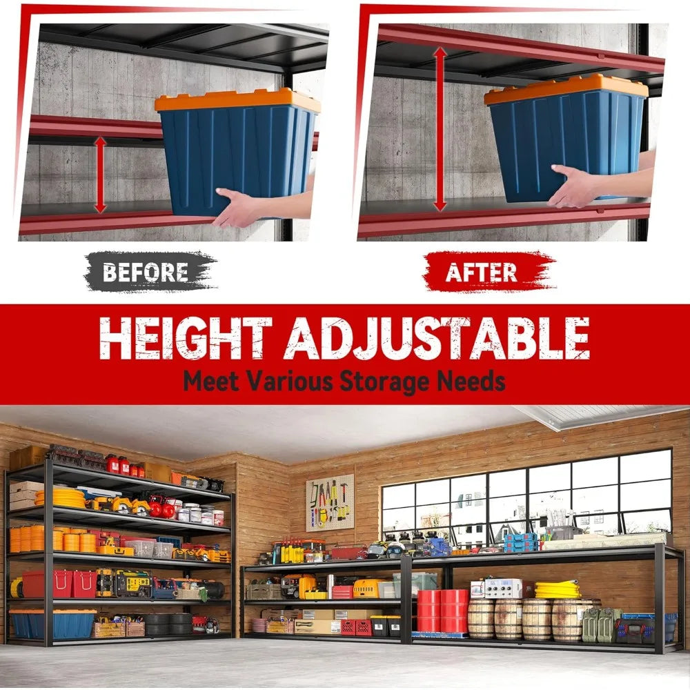 5-Tier Heavy-Duty Garage Shelving Unit 78''H Adjustable Metal Storage for Warehouse Organization with 3000LBS Load ，Customized