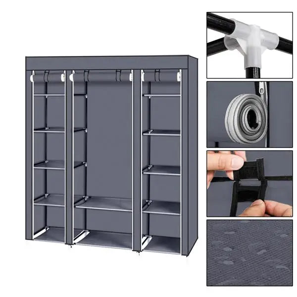 69" Portable Clothes Closet Wardrobe Storage Organizer with Non-Woven Fabric Quick and Easy to Assemble Extra Strong and Durable