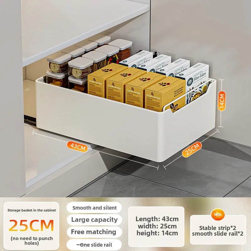 New Kitchen Storage Rack with Slide Rails Pull-out Kitchen Drawer, Storage Tray, Spice Box, Storage Shelf, Cabinets Organizer