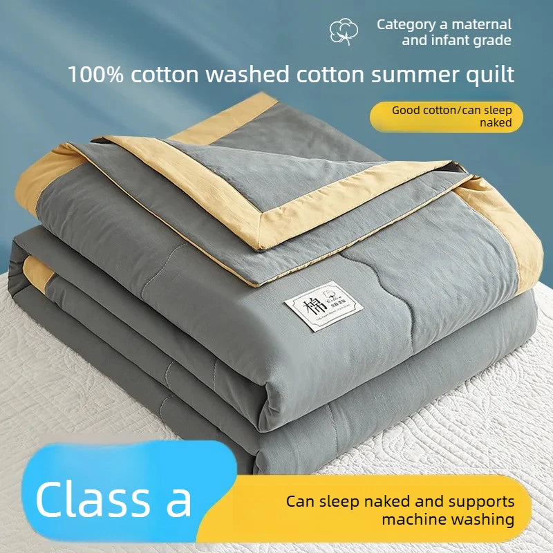 100% cotton inside and outside summer cool  air conditioning quilt washed cotton pure cotton summer quilt thin quilt summer