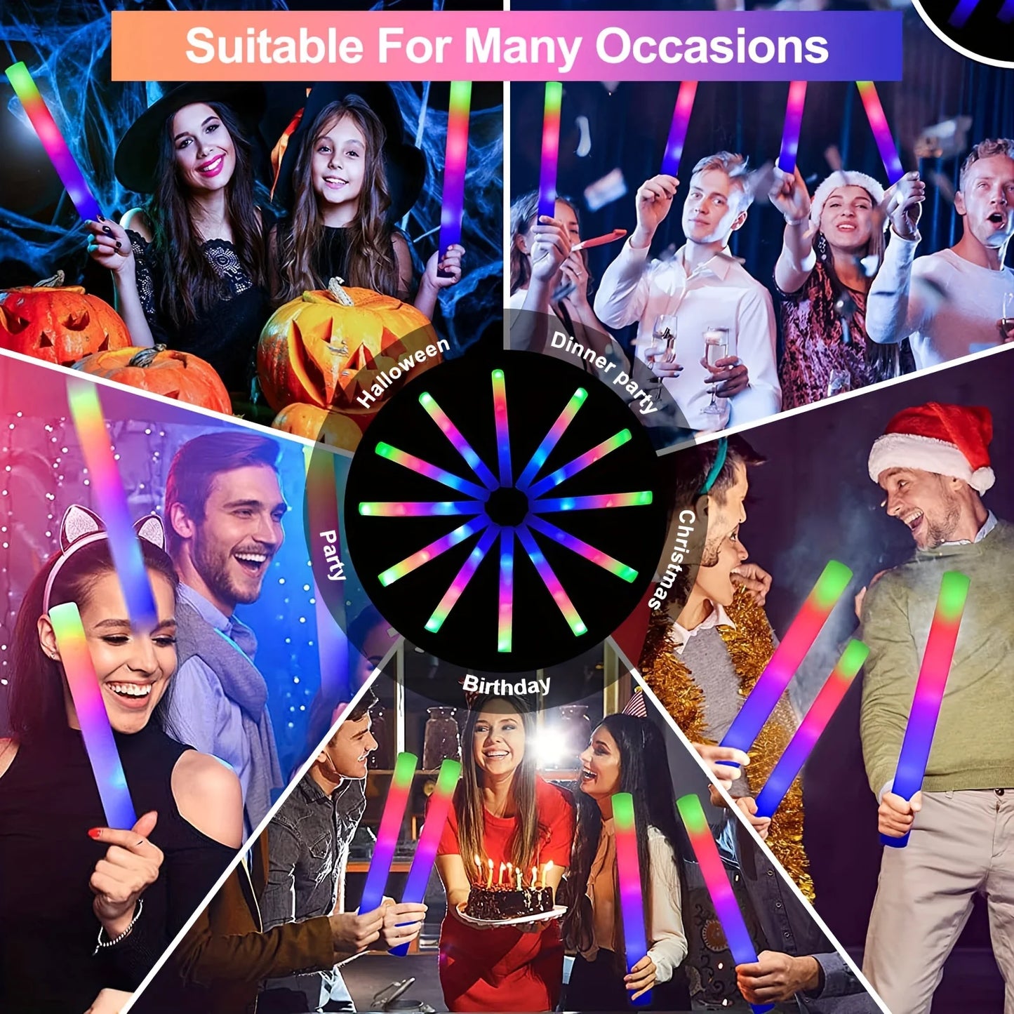 168Pcs Glow Stick Party Set, 12 Glow Glasses, 16 Foam Glow Sticks, 40 Finger Lights, 98 Glow Sticks, Suitable for Halloween, Christmas, Weddings, Birthdays, Holiday Decorations