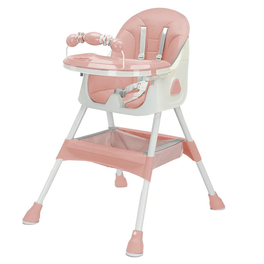 Foldable Baby High Chair 6 Months Plus, with Large Anti-slip Pad & Toy Rack, Easy to Clean