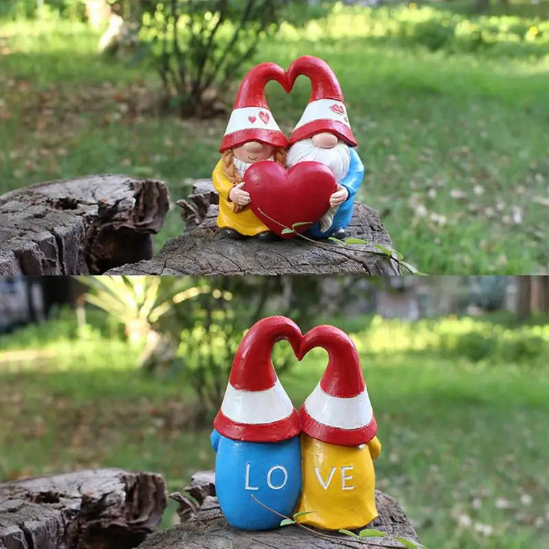 Cute Gnome Couple in Love Collectible Figurine Best Friends Lovers Romantic Statue Indoor Outdoor Garden Patio Home Decor
