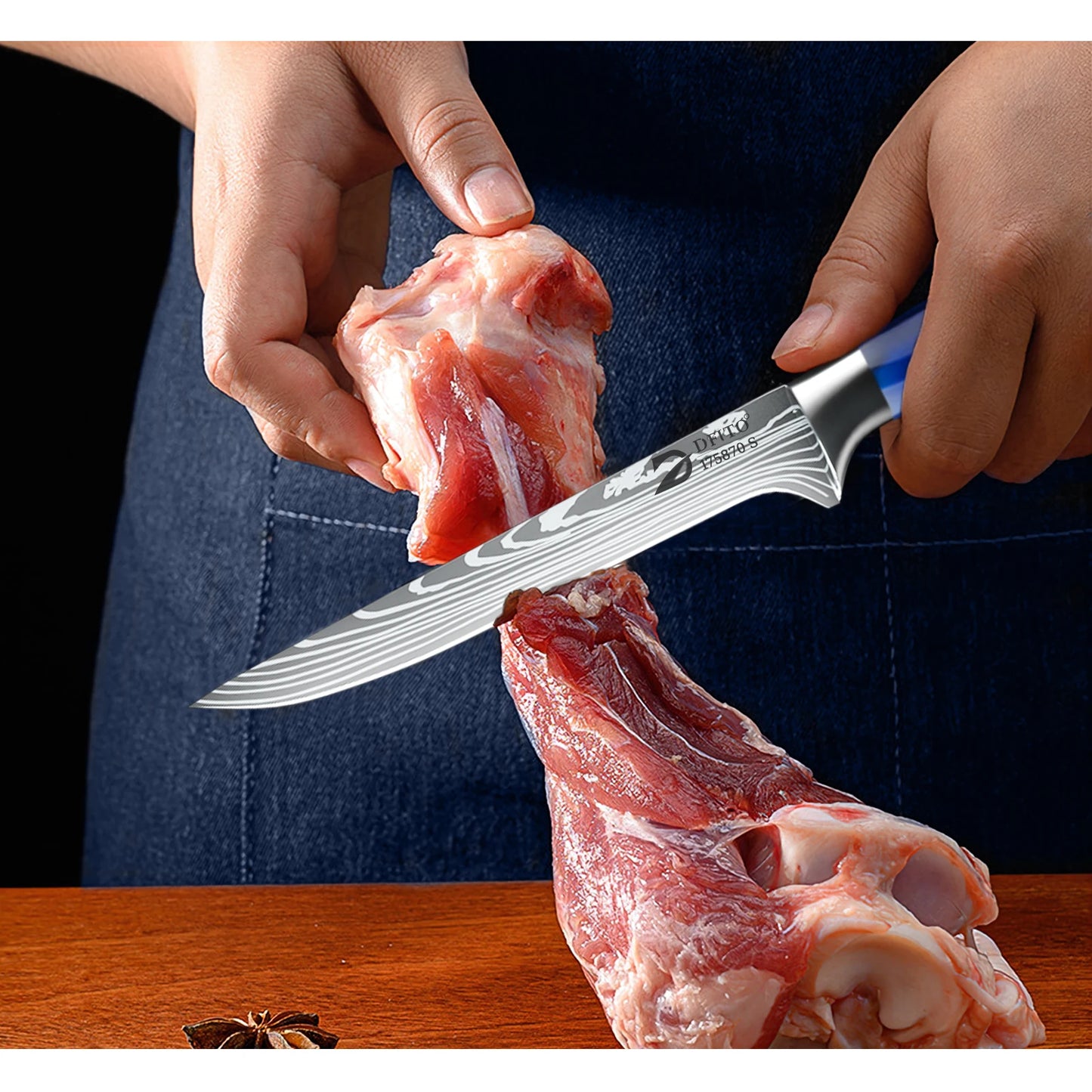 ZENG 8PCS Chef Knife Kitchen Knives Set Utility Boning Knife Cleaver Meat Fruit Bread Knife Japanese Santoku Knife with Cover