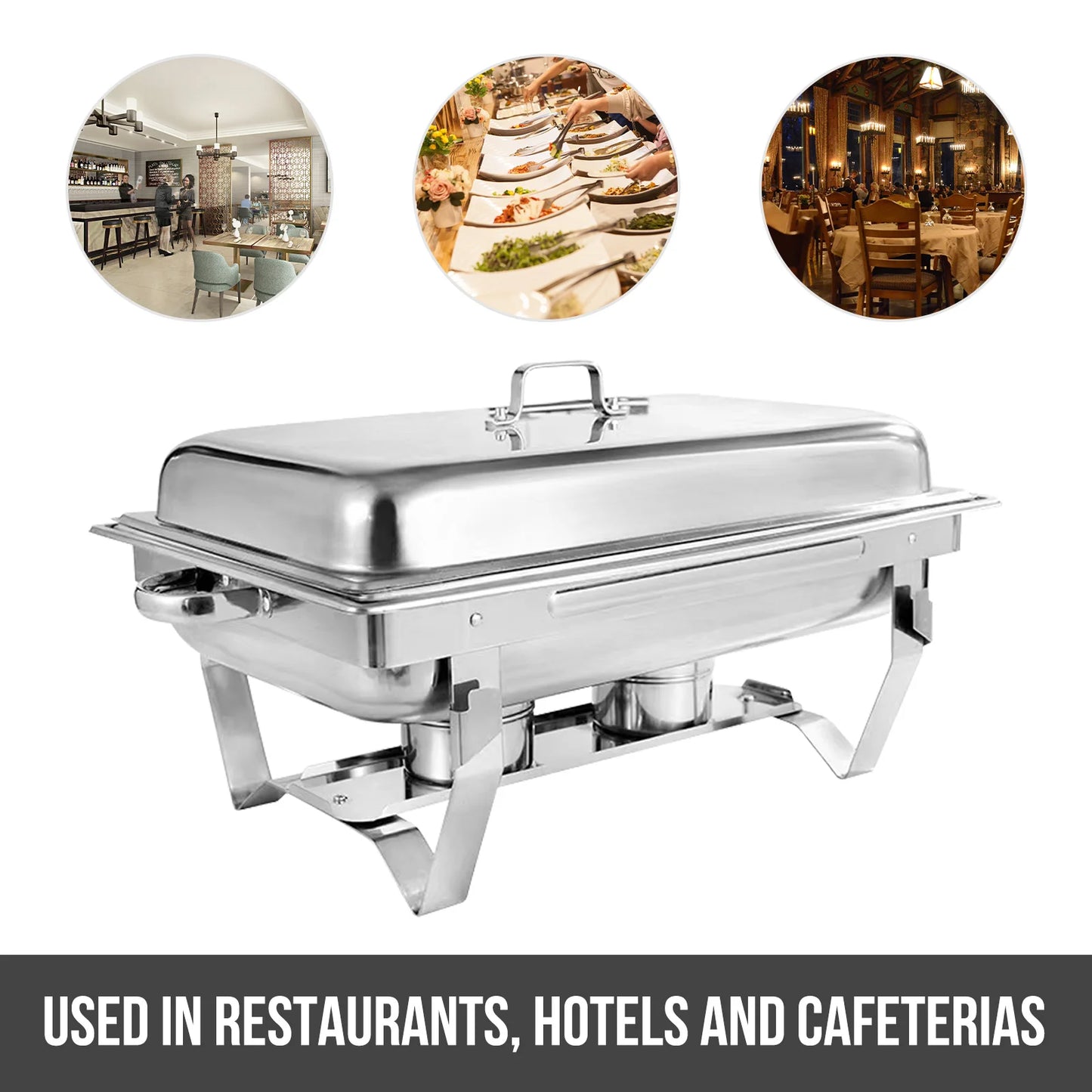 Chafing Dish Buffet Set 8QT Electric Stainless Steel 4/6 Pack Full Size Pans Food Warmer Chafing Fuel Holder for Party Catering