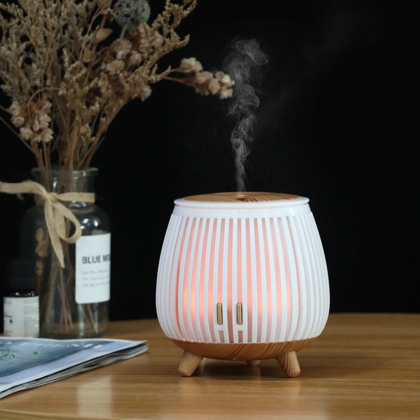 Air diffusers home idea household supplies decorative lights wood grain design mini desktop aromatherapy diffuser humidifier